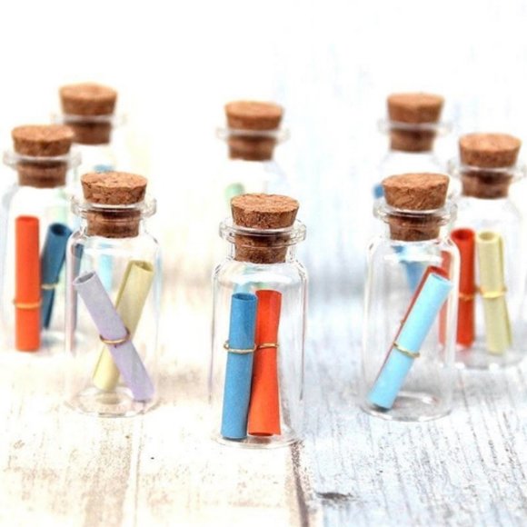 Small Mini Glass Jars Corks Wedding Favours Craft - Picture 2 of 4